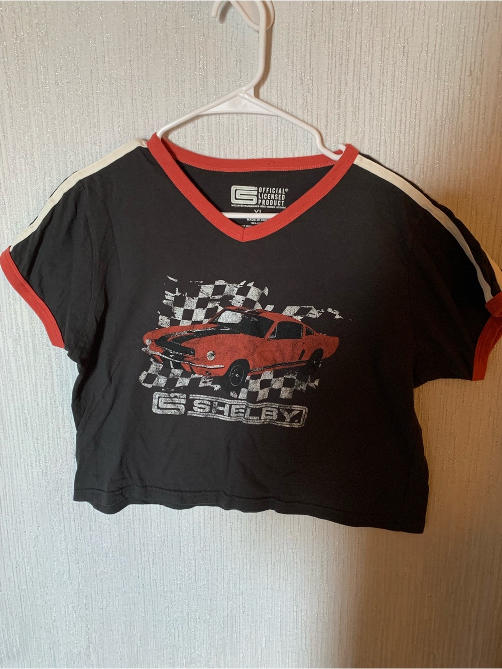 Selby Black & Red Short Sleeve CropGraphic Tee - 70s Style 100% Cotton